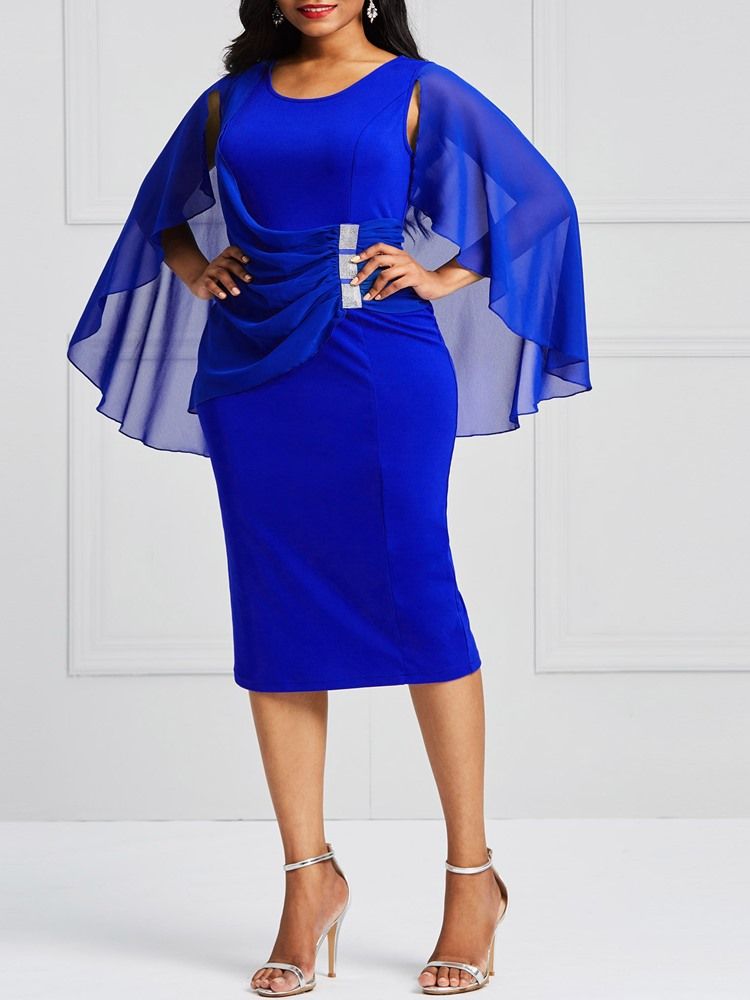 Bodycon Mid-calf Batwing Sleeve Dame Dress