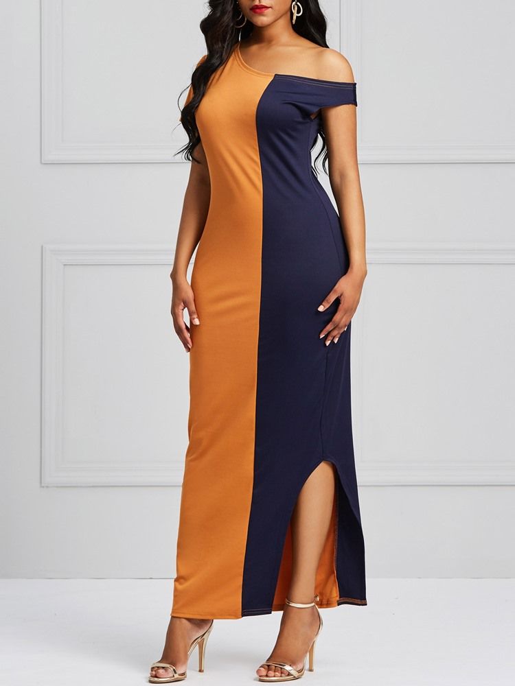 Color Block Bodycon Split Kvinners Kjole