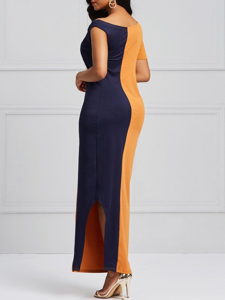 Color Block Bodycon Split Kvinners Kjole