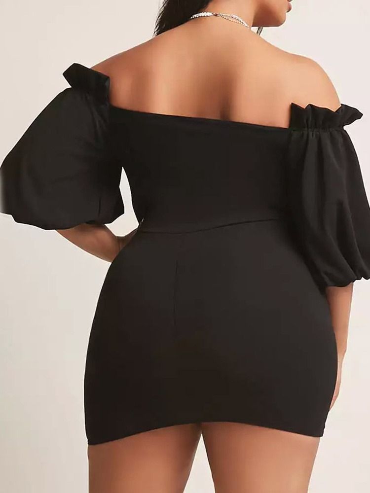 Kvinner Med Trekvart Erme Over Kneet Sexy Bodycon Kjole