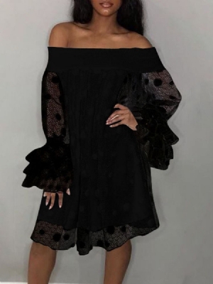 Kvinner Off Shoulder Langermet Hollow Date Night Going Out Pullover Dress