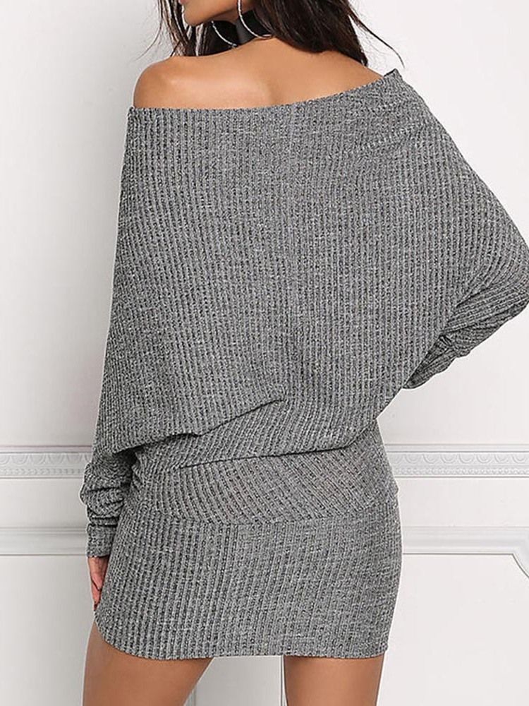 Kvinner Over Kneet Langermet Off Shoulder Fall Bodycon Kjole