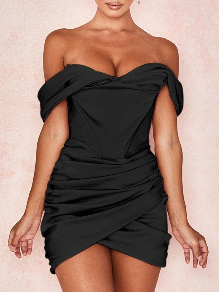 Kvinner Overknee Off Shoulder Plissert Bodycon Vanlig Kjole