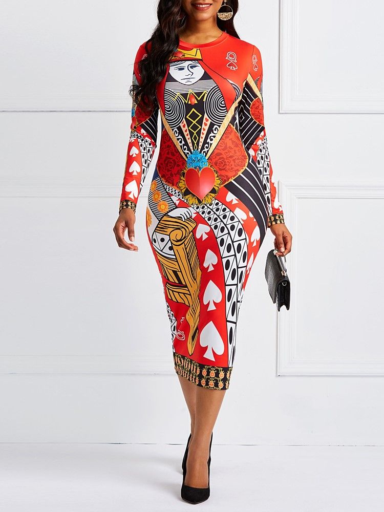 Kvinner Print Bodycon Color Block Floral Sexy Dress