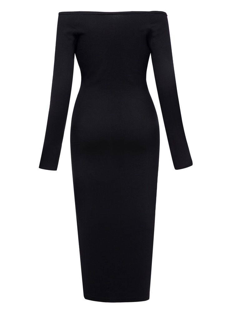 Kvinner Slash Neck Button Vanlig Bodycon Kjole