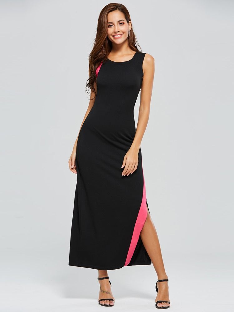 Kvinners Color Block Scoop Pullover Sheath Dress