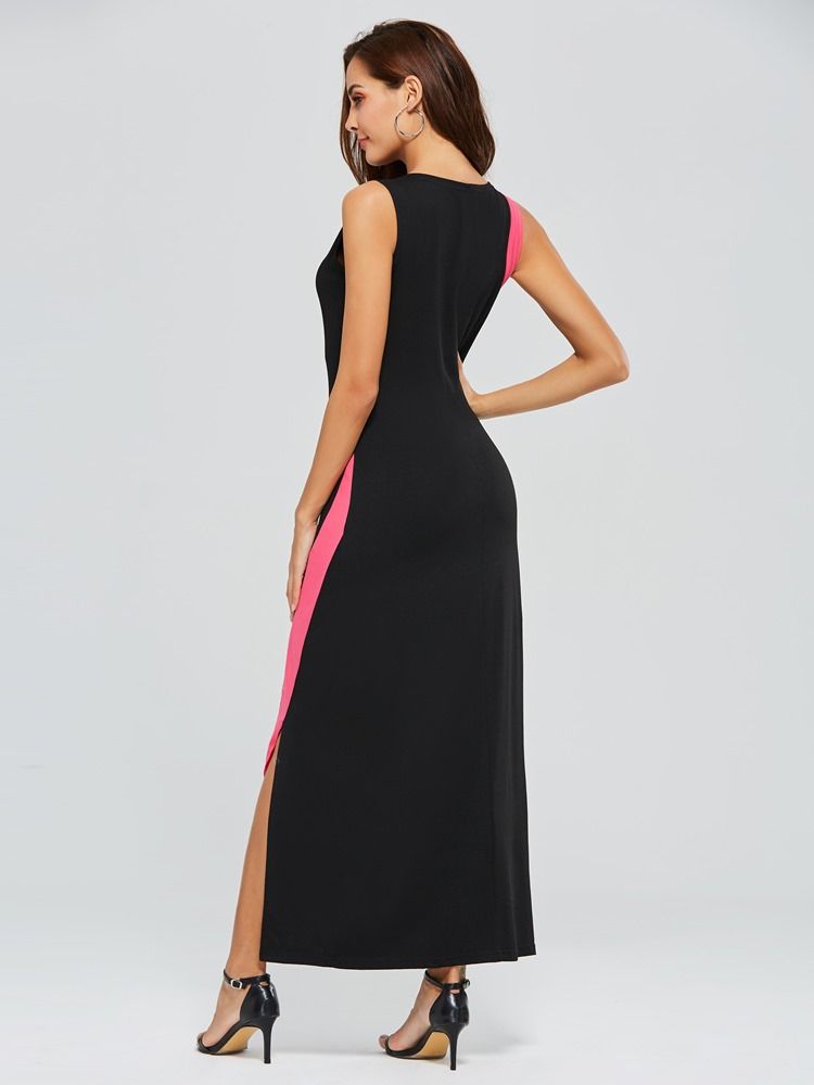 Kvinners Color Block Scoop Pullover Sheath Dress