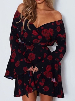 Langermet Trykk Over Knee Fashion Floral Dame Dress