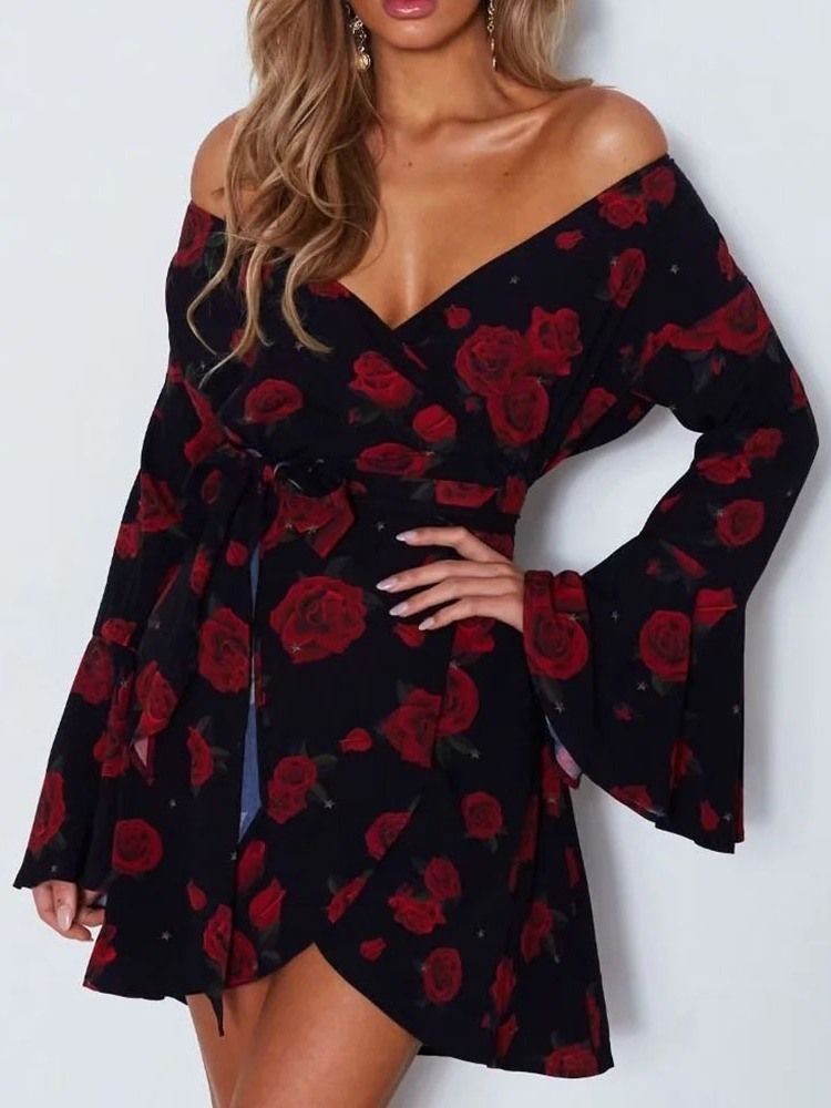 Langermet Trykk Over Knee Fashion Floral Dame Dress