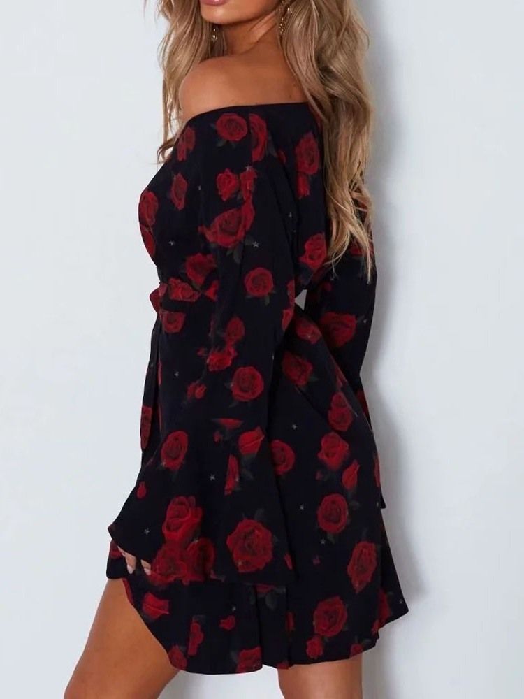 Langermet Trykk Over Knee Fashion Floral Dame Dress