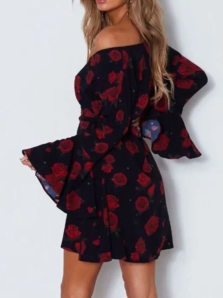 Langermet Trykk Over Knee Fashion Floral Dame Dress