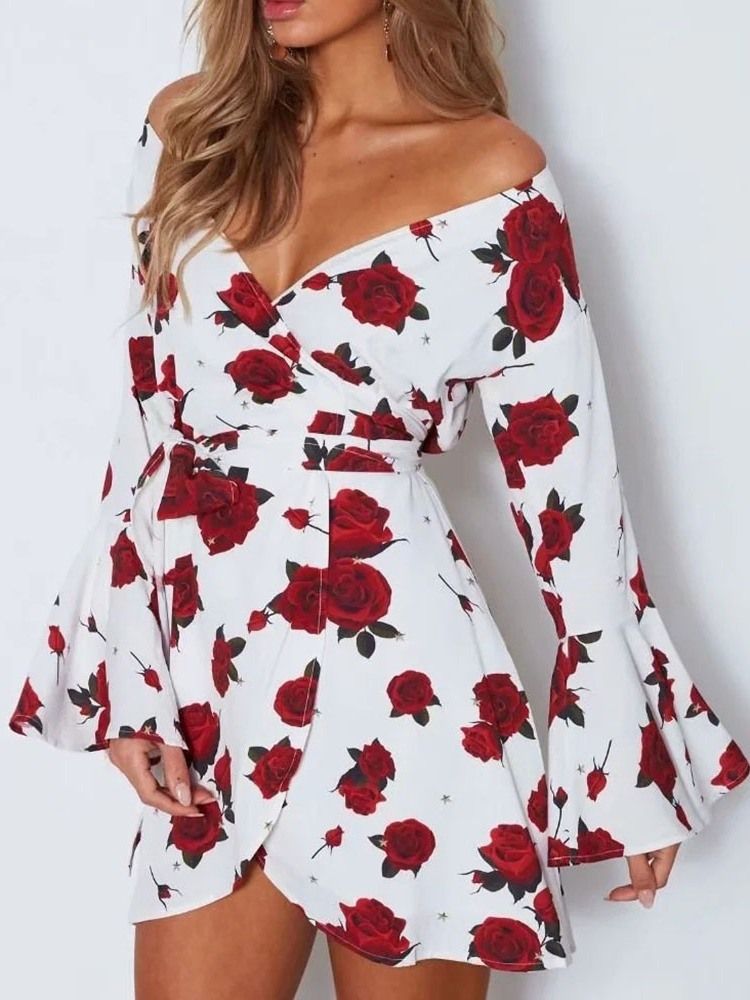 Langermet Trykk Over Knee Fashion Floral Dame Dress