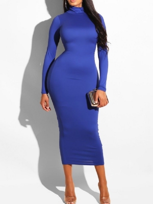 Langermet Langermet Turtleneck Mid-calf Vanlige Bodycon-kjoler