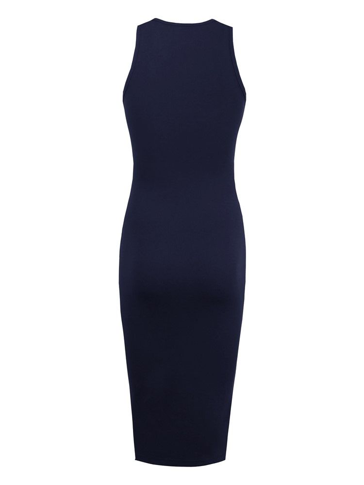 Rund Hals Vanlig Hule Bodycon-kjole