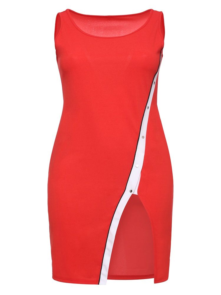 Ryggløse Nitter Splittede Asymmetriske Bodycon-kjoler For Kvinner