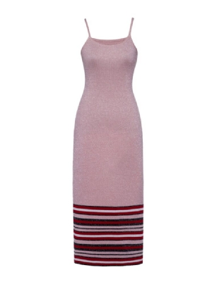 Spaghettistropp For Kvinner Color Block Stripe Genser Dress