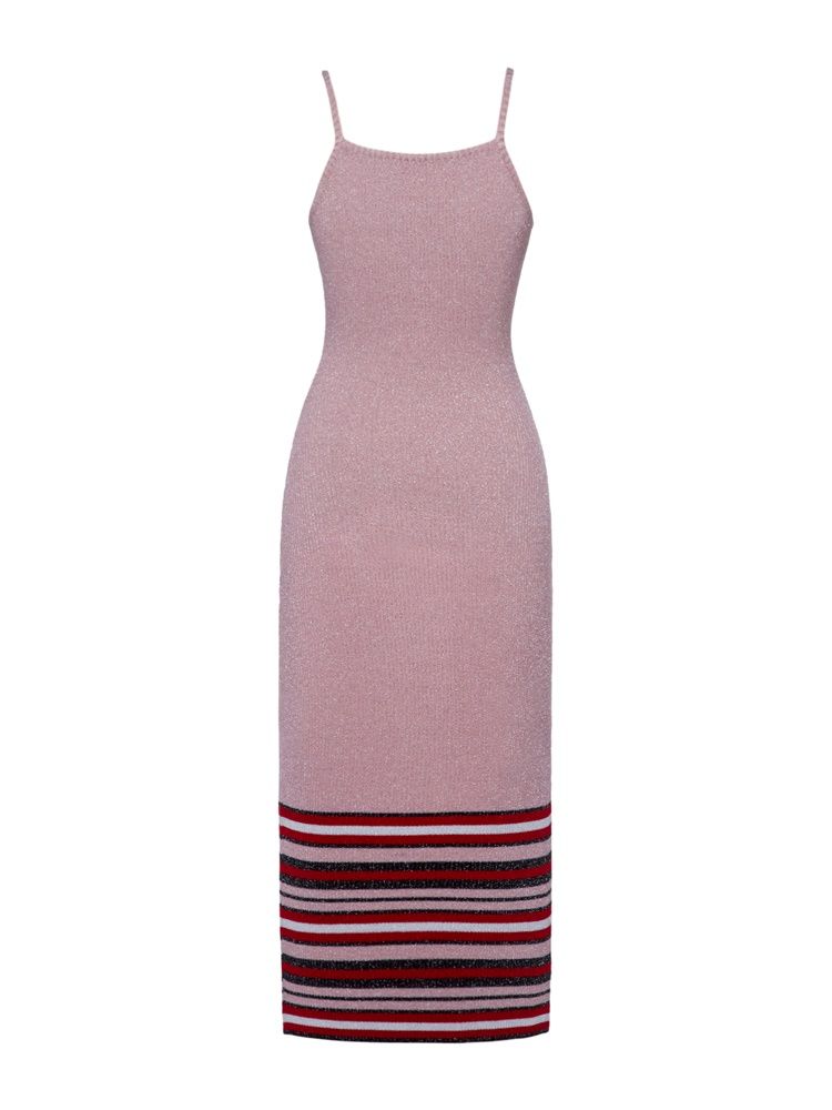 Spaghettistropp For Kvinner Color Block Stripe Genser Dress