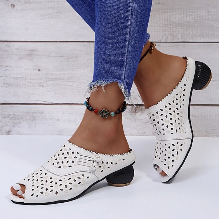 Chunky Heel Slip-on Flip Flop Tøfler Til Damer