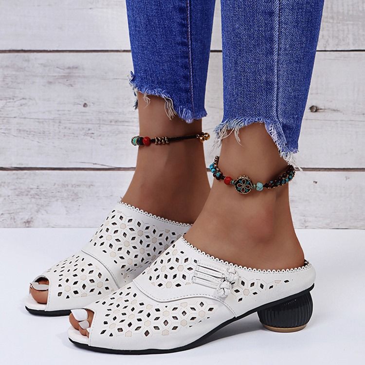 Chunky Heel Slip-on Flip Flop Tøfler Til Damer