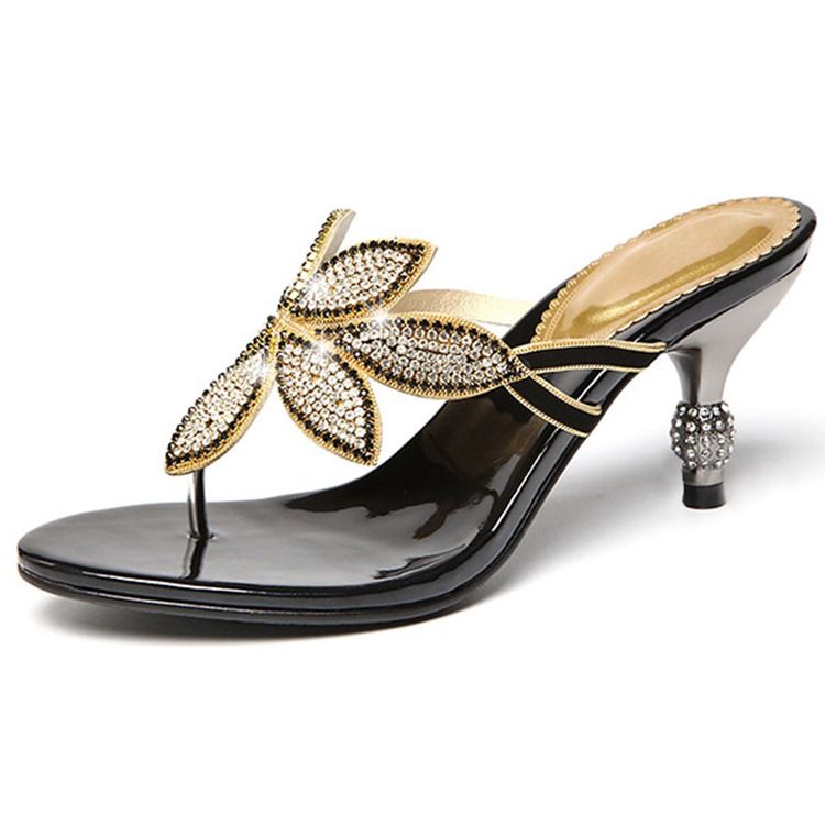 Floal Rhinestone Thong Slip-on Mules Sko Til Damer