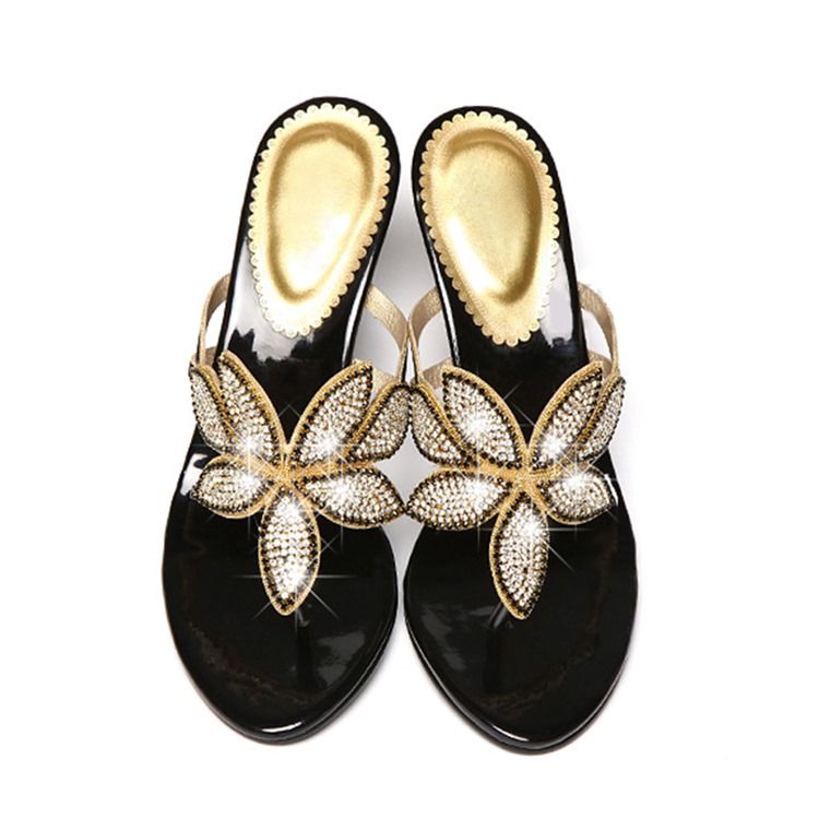 Floal Rhinestone Thong Slip-on Mules Sko Til Damer