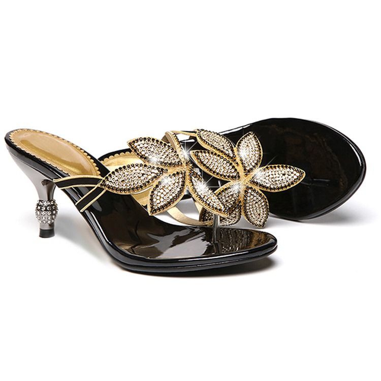 Floal Rhinestone Thong Slip-on Mules Sko Til Damer