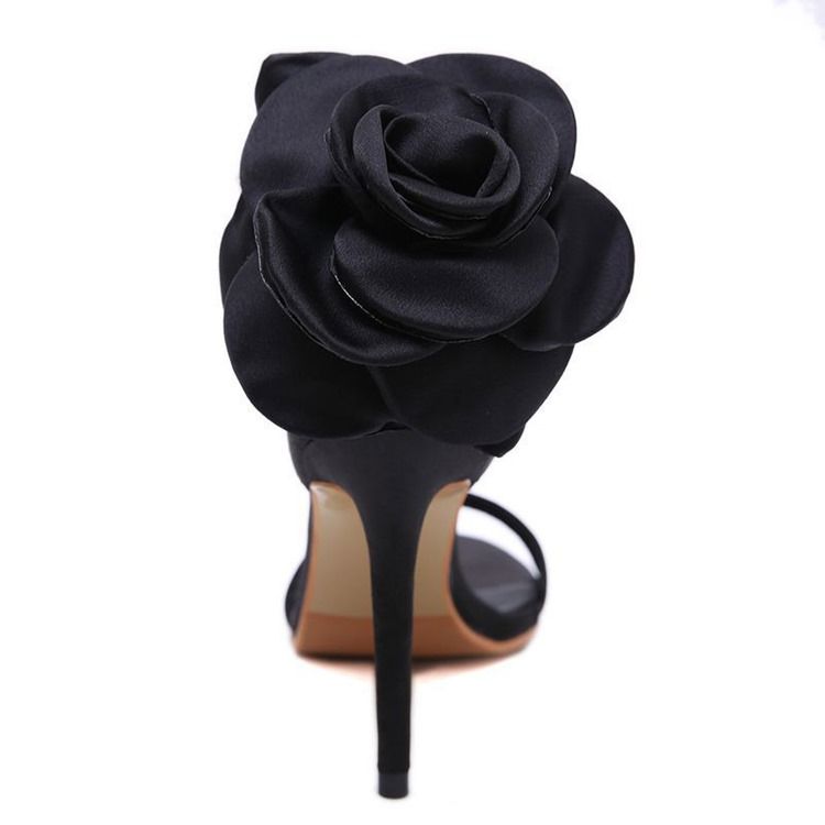 Floral Silk Fabric Stiletto Heel Sandaler For Kvinner