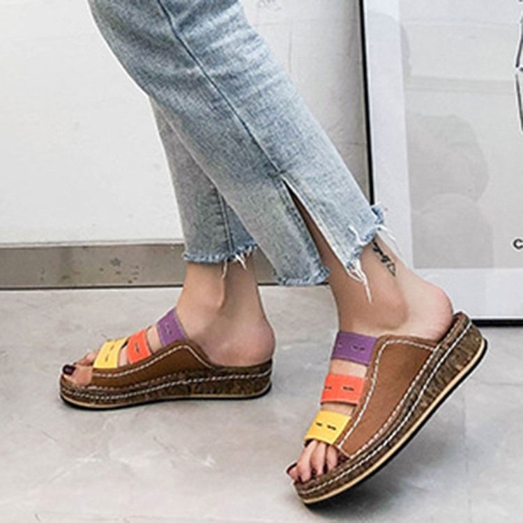 Hollow Flip Flop Slip-on Color Block Tøfler