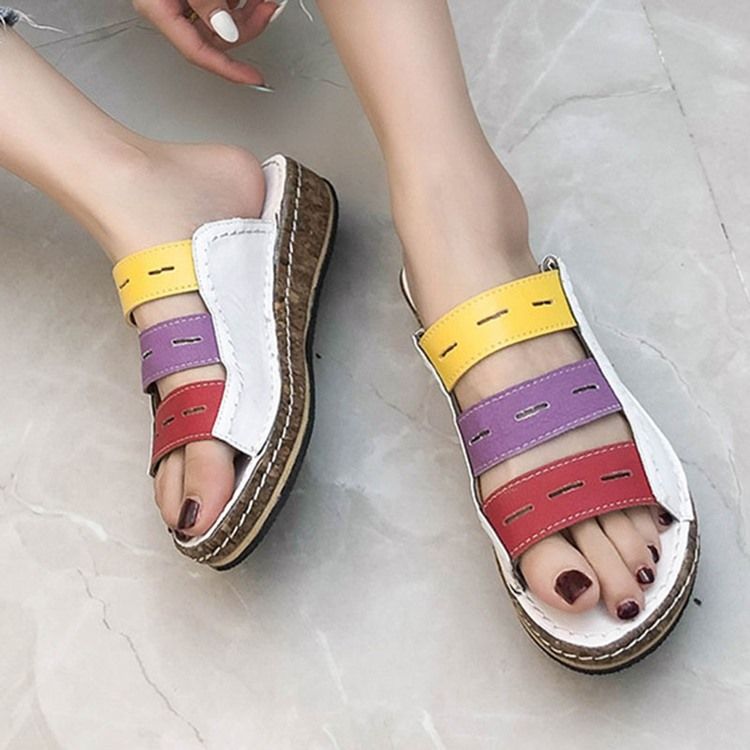 Hollow Flip Flop Slip-on Color Block Tøfler