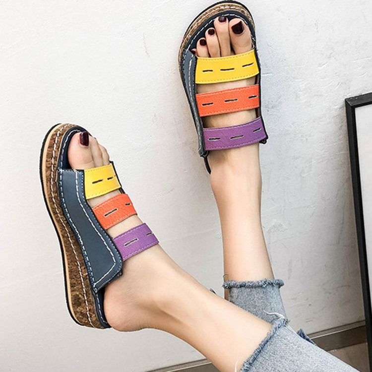 Hollow Flip Flop Slip-on Color Block Tøfler