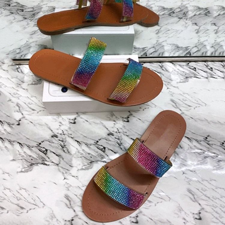 Kvinne Flat Med Slip-on Flip Flop Sommertøfler