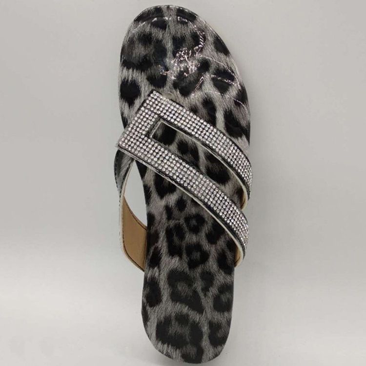 Kvinne Flat Med Slip-on Rhinestone Tøfler