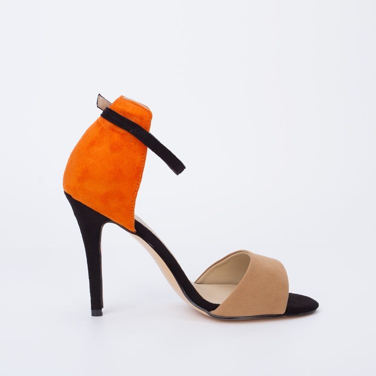 Kvinner Sling Back Patchwork Orange Stilettos Sandaler