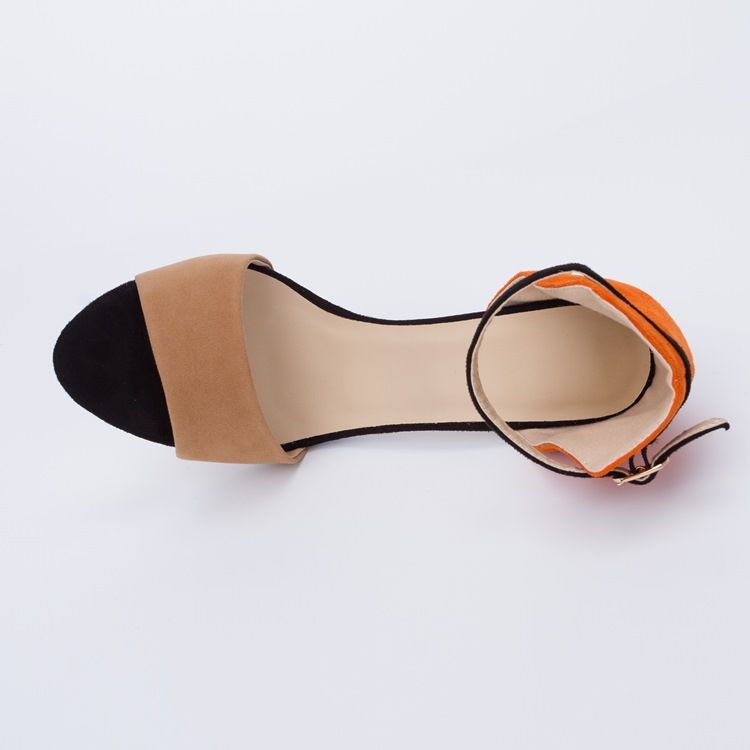 Kvinner Sling Back Patchwork Orange Stilettos Sandaler