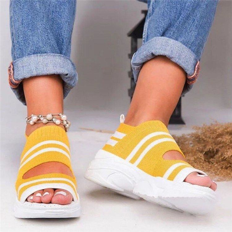 Kvinner Slip-on Peep Toe Casual Sandaler