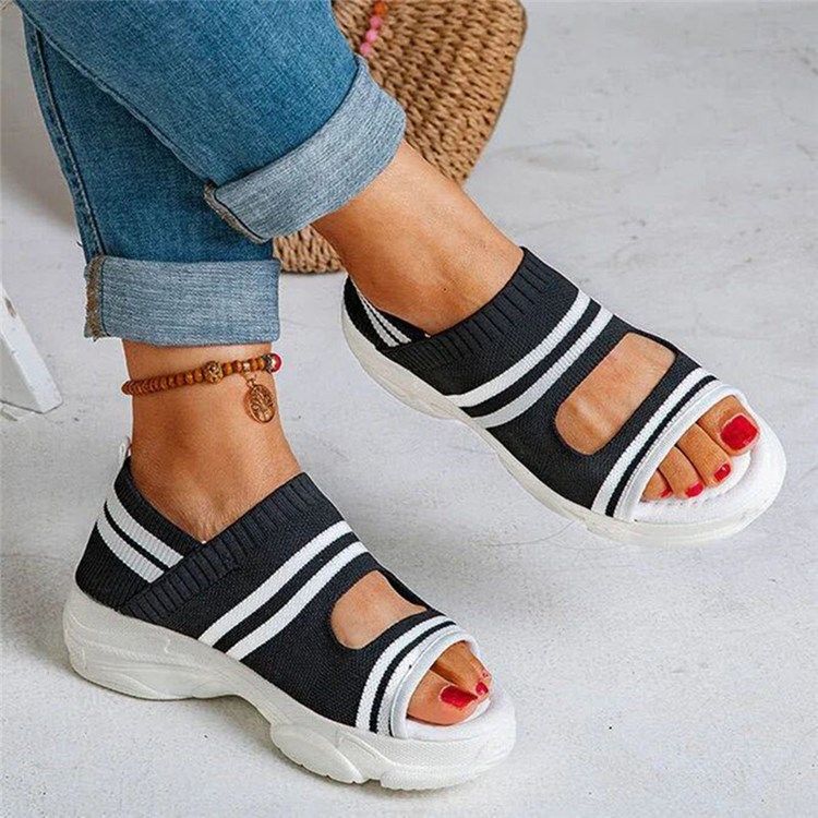 Kvinner Slip-on Peep Toe Casual Sandaler