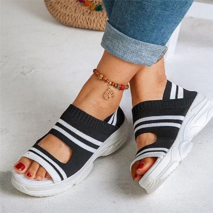 Kvinner Slip-on Peep Toe Casual Sandaler