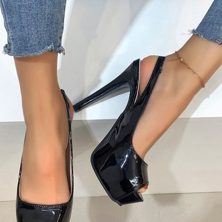 Kvinner Slip-on Peep Toe Stiletto Hæl Vanlige Sandaler