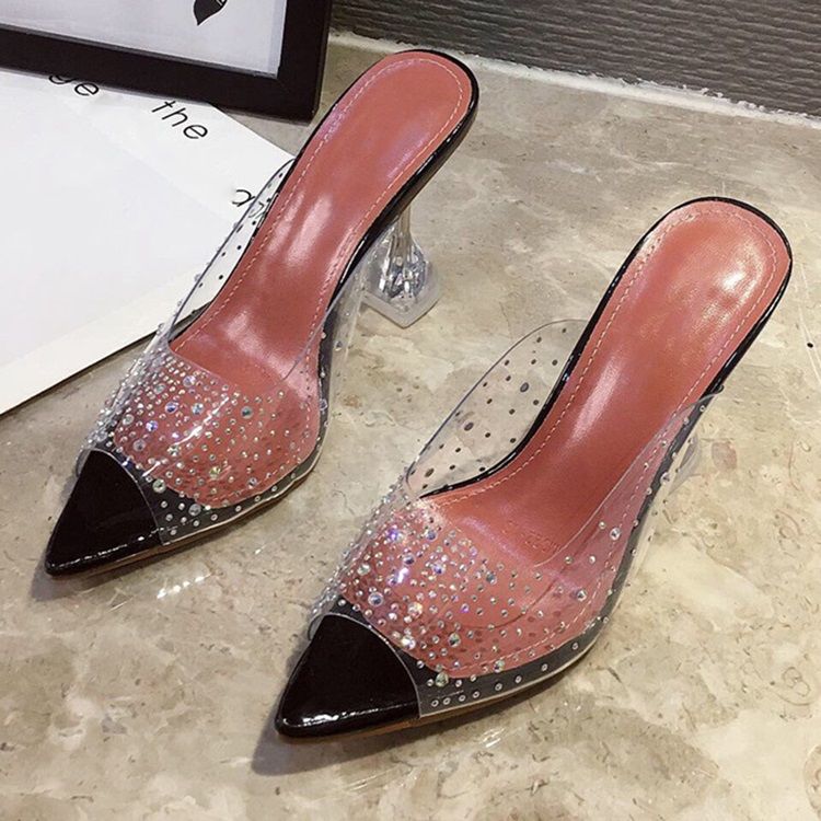 Kvinner Slip-on Rhinestone Spool Heel Western Tøfler