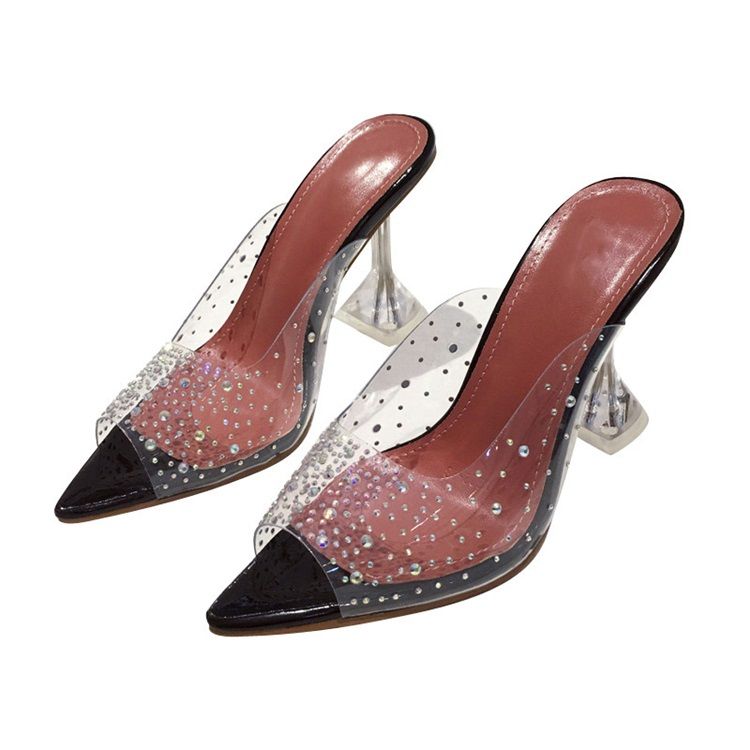 Kvinner Slip-on Rhinestone Spool Heel Western Tøfler