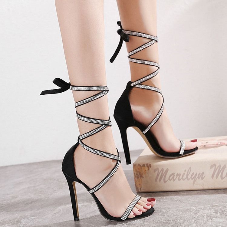 Kvinner Stiletto Hæl Lace-up Heel Covering Western Sandals