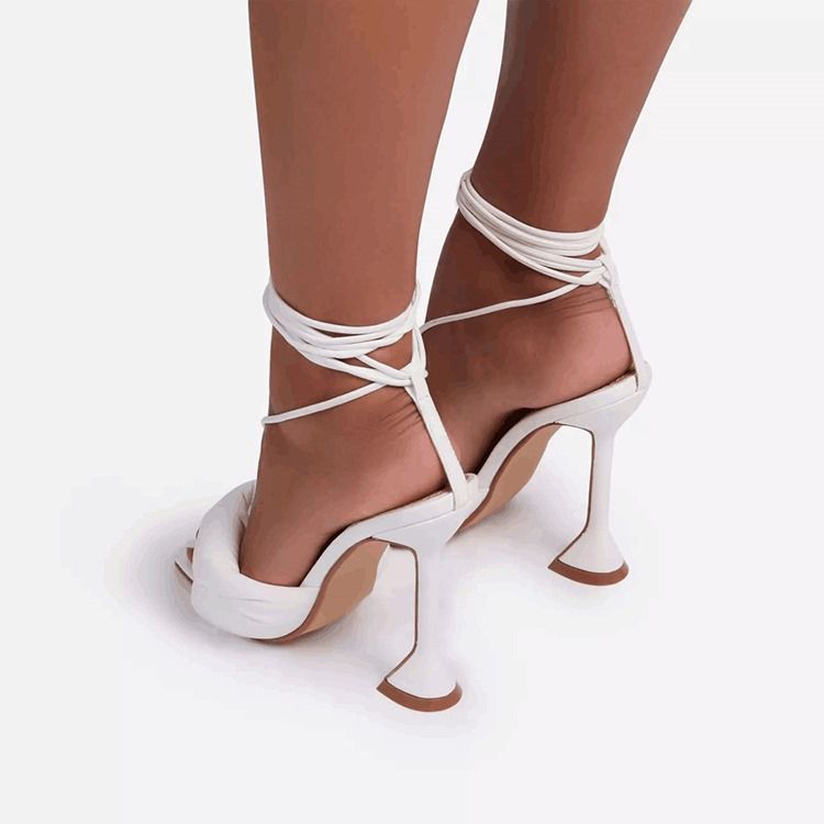 Lace-up Stiletto Heel Open Toe Lace-up Sandaler For Kvinner