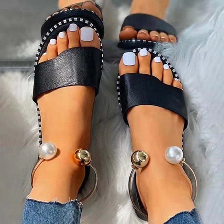 Open Toe Flat With Slip-on Professional Dame Sandals