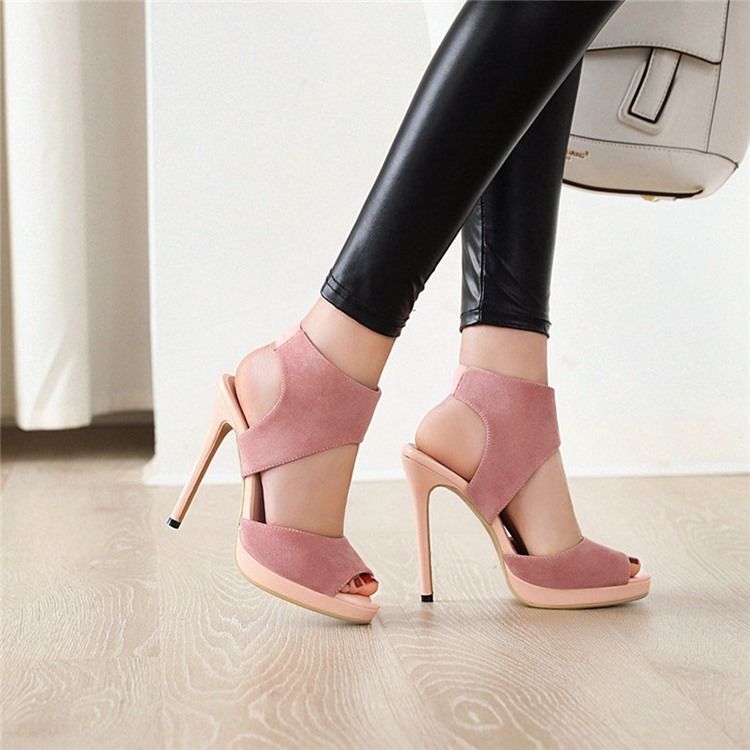 Peep Toe Stiletto Heel Slip-on Casual Kvinnersandaler