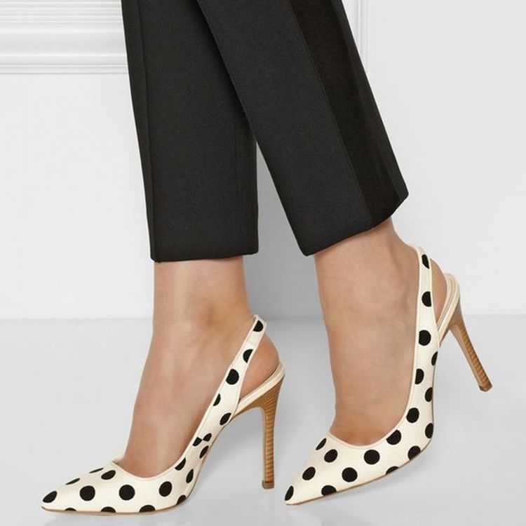 Polka Dots Point Toe Stiletto Sandals For Kvinner