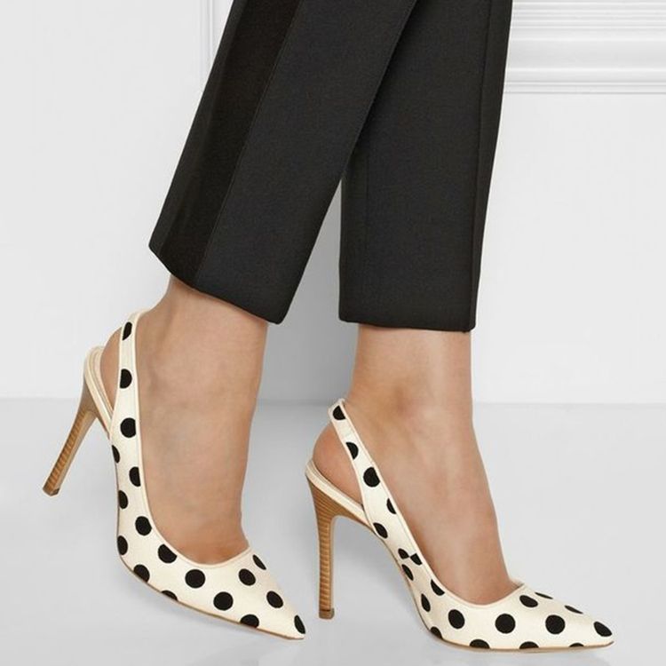 Polka Dots Point Toe Stiletto Sandals For Kvinner