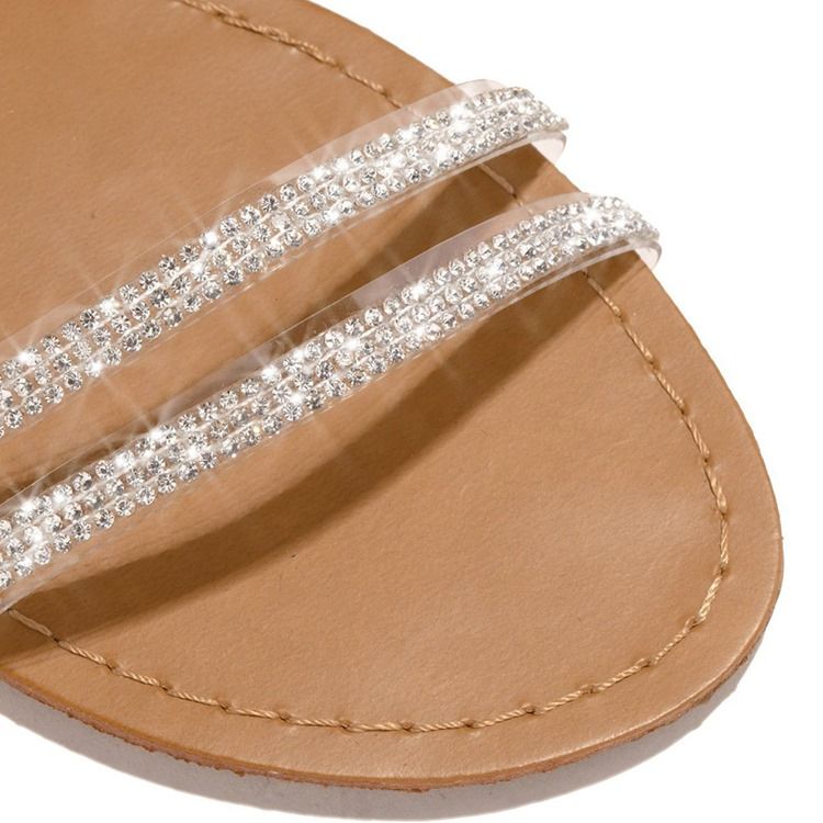 Round Toe Flat With Buckle Low-cut Upper Sandals For Kvinner