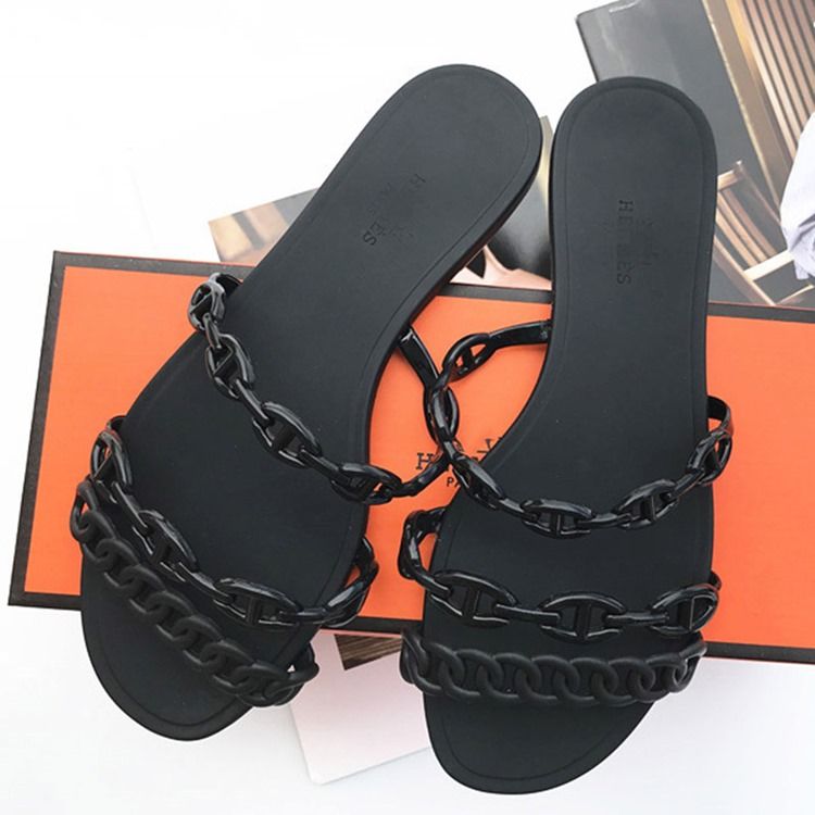 Slip-on Chain Flip Flop Plain Slippers