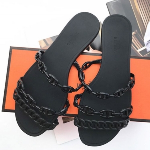 Slip-on Chain Flip Flop Plain Slippers