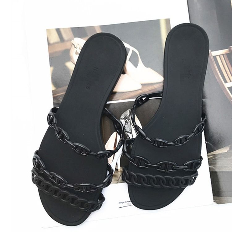 Slip-on Chain Flip Flop Plain Slippers